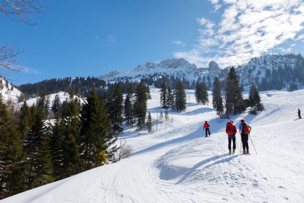 Skifahrer an der Kampenwand, lizensiert bei Adobe Stock